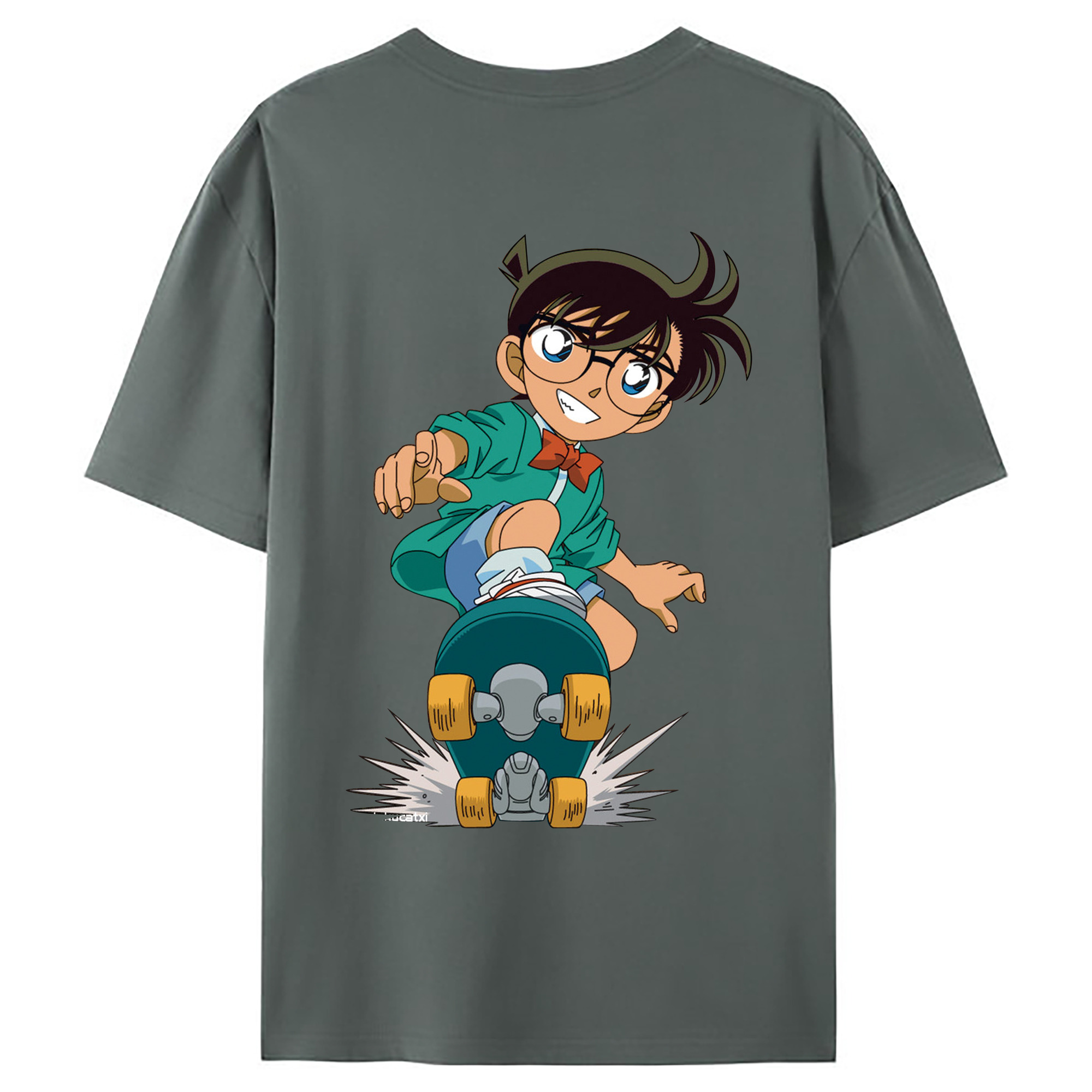 （画像用） 名探偵コナン 江戸川 コナン Detective Conan Conan Edogawa 綿100％ メンズ半袖Tシャツ（バックプリント） 通気性